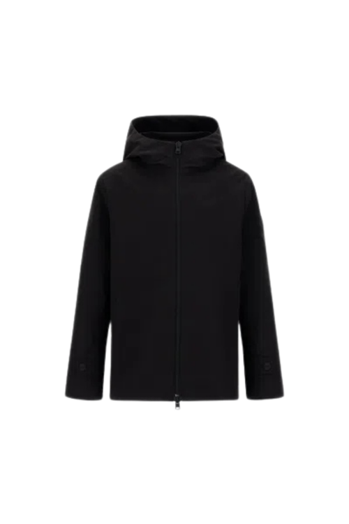 Hooded Nylon Jacket — Black