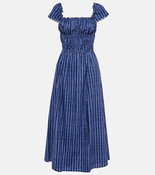 Ruched cotton-blend midi dress