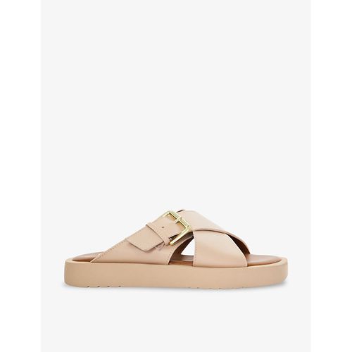 Womens Blush-leather Liquorice Buckle-embellished Leather Sandals