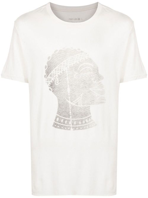 Graphic-print raw-cut T-shirt - Neutrals