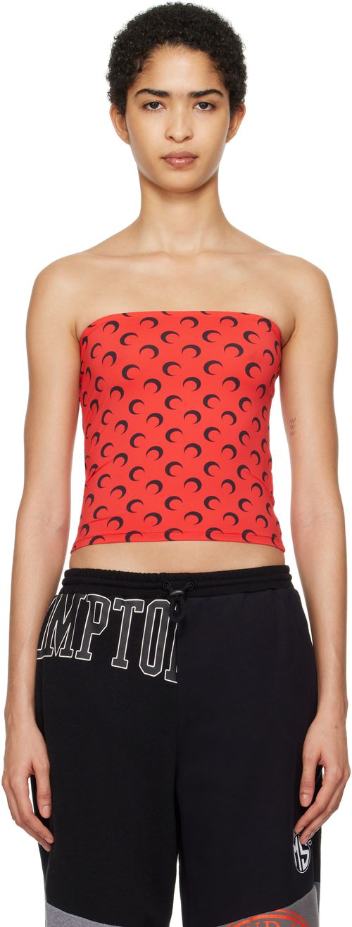 Marine Serre Red Moon Printed Jersey Second Skin Tank Top