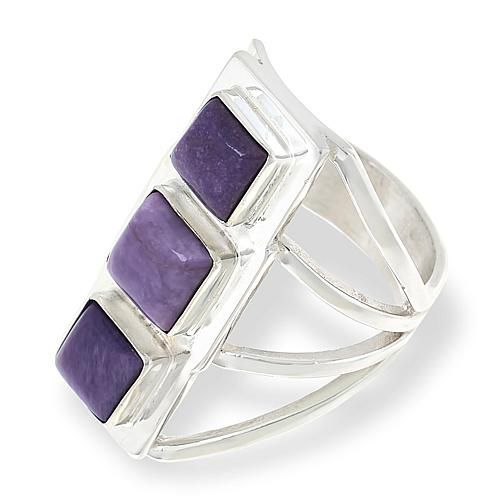 Jay King Sterling Silver Purple Opal 3-Stone Ring - Silver