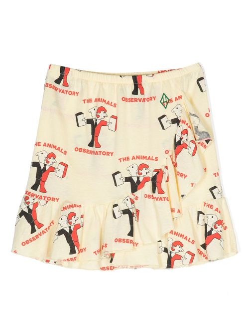 Printed ruffled mini skirt - Yellow