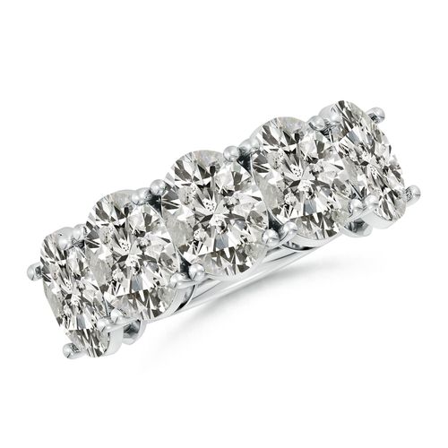 Angara 7.5 Carats Oval Diamond Five Stone Classic Anniversary Ring in Silver