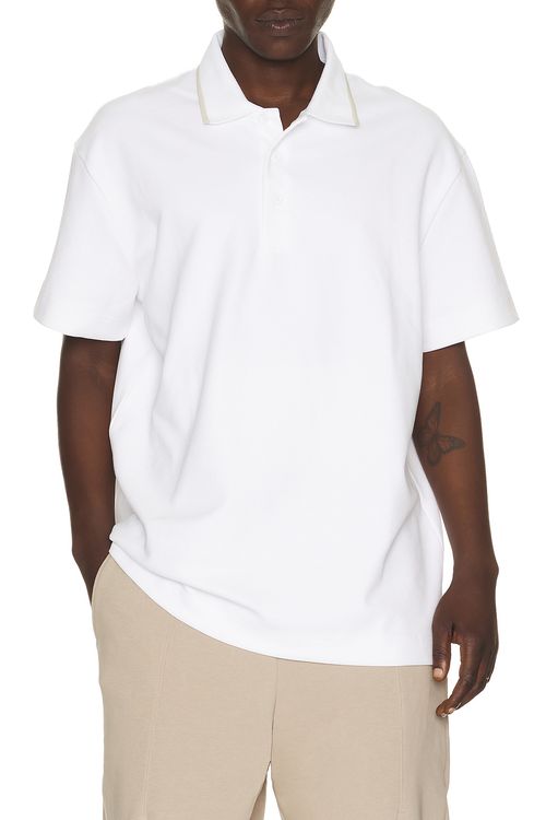 On Courtside Polo in White & Sand - White. L also in M, S, XL/1X