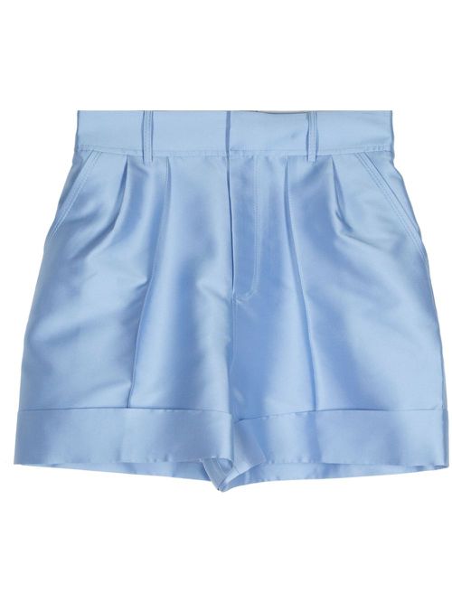 Satin-finish mini shorts - Blue