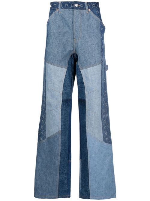 Patchwork wide-leg jeans - Blue