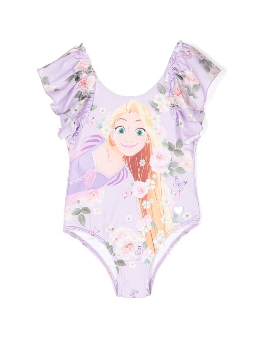 Tangled floral-print swimsuit - Purple