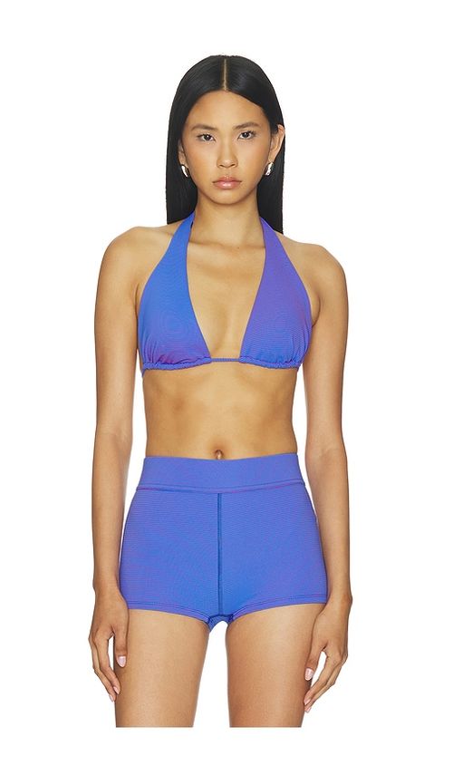 POST SWIM X The Chemo Club Lolo Halter Bikini Top in Blue. - XS also in L, M