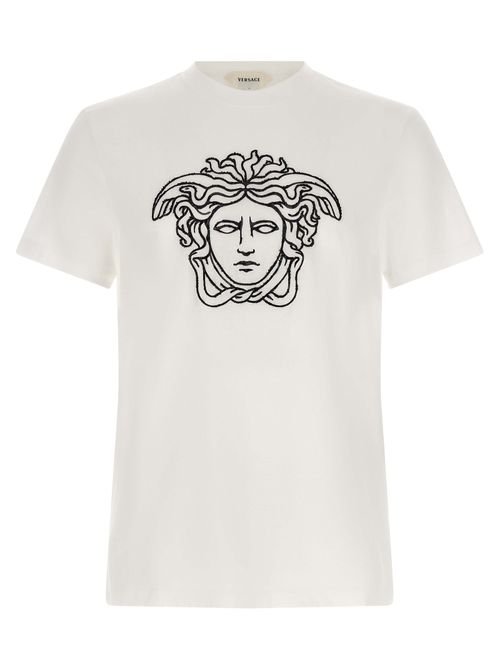 Medusa Logo-Embroidered T-Shirt — White