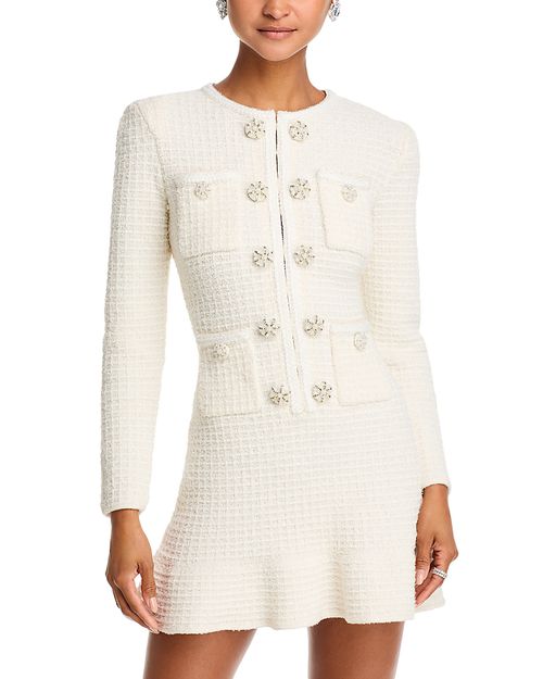Tweed Long Sleeve Mini Dress