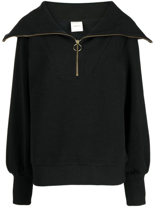 Oversize-collar ribbed jumper - Black