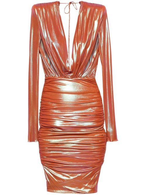 Draped-detail midi dress - Orange