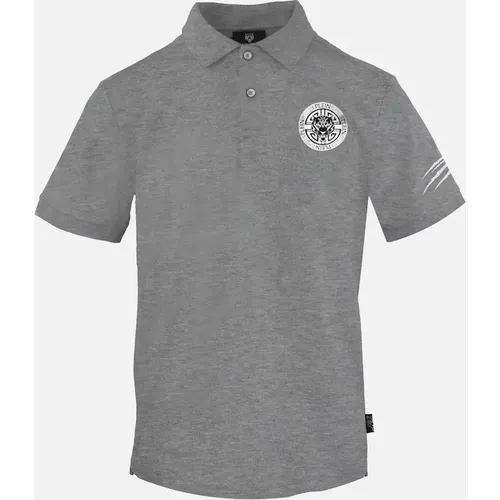 Men's Plein Sport Circle Emblem Logo Grey Polo Shirt - Size: 40/Regular