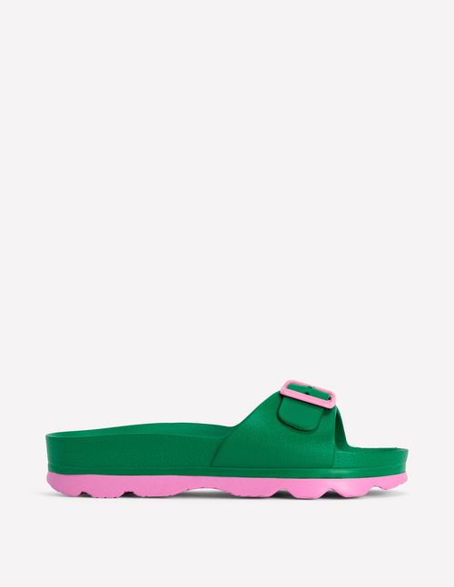 Women's Lyla Single Buckle Sliders in Green | Size 36