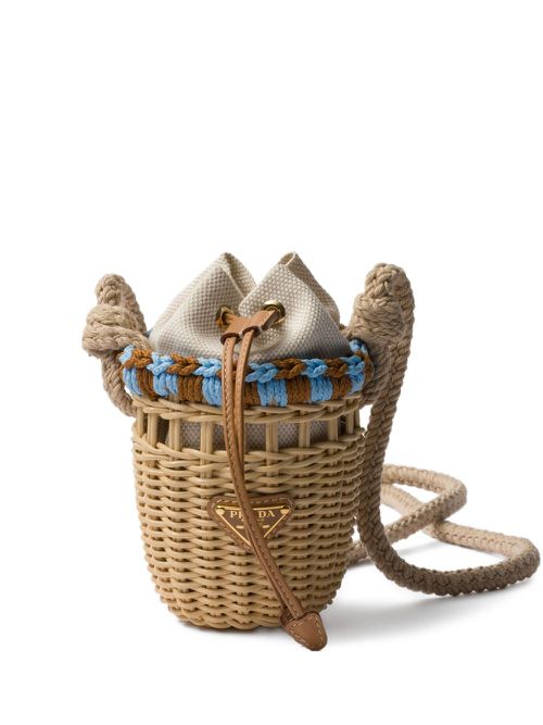 Prada wicker bucket bag - Neutrals