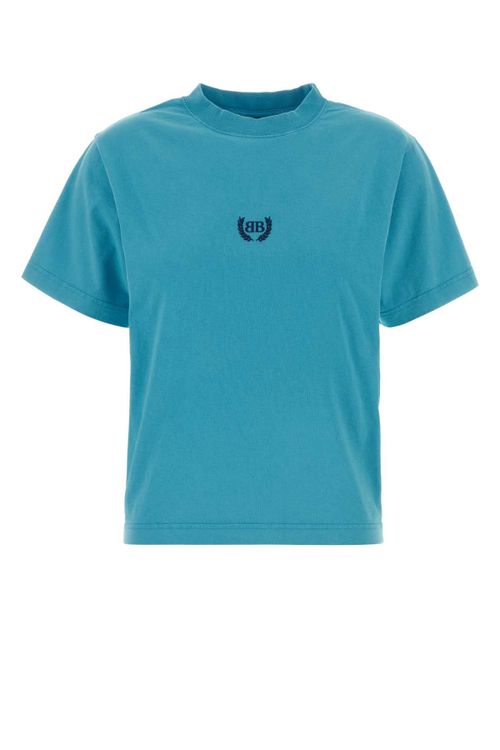 Logo-Embroidered Cotton T-Shirt — Blue