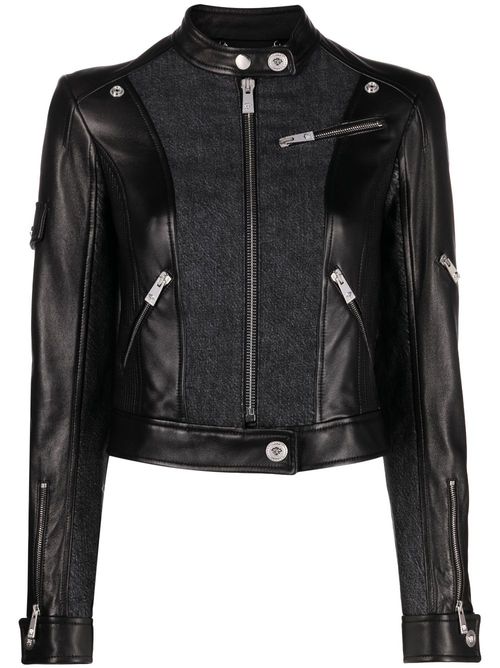 Panelled biker jacket - Black