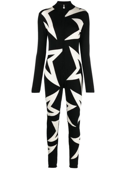 Star-print merino ski jumpsuit - Black