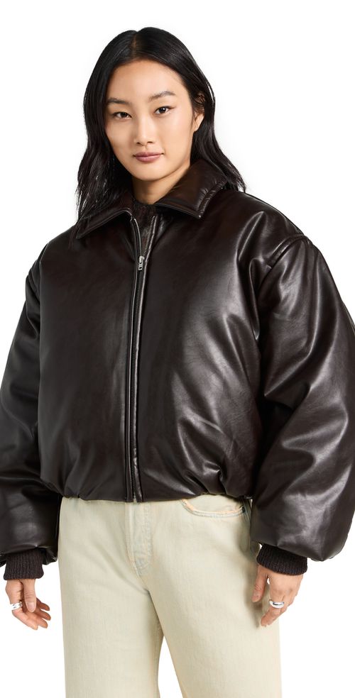 Faux Leather Bomber Jacket