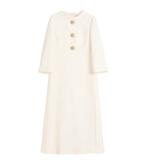 Virgin Wool-Silk Midi Dress