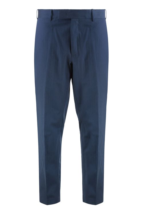 Silk-Cotton Slim-Fit Trousers with Two Back Welt Pockets