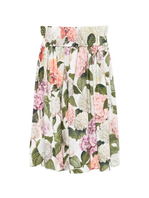 Floral Print Shirred Detail Pleated Mini Skirt