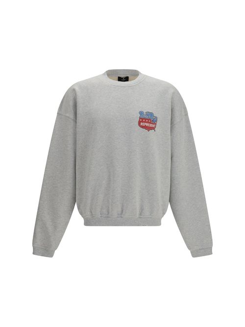 Logo-Embroidered Graphic Sweatshirt — Gray