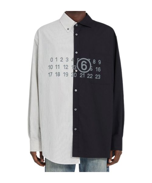 Two-tone long-sleeved shirt