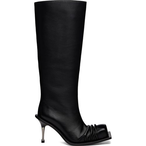 Black Stiletto Heel Classic Square Toe Boots