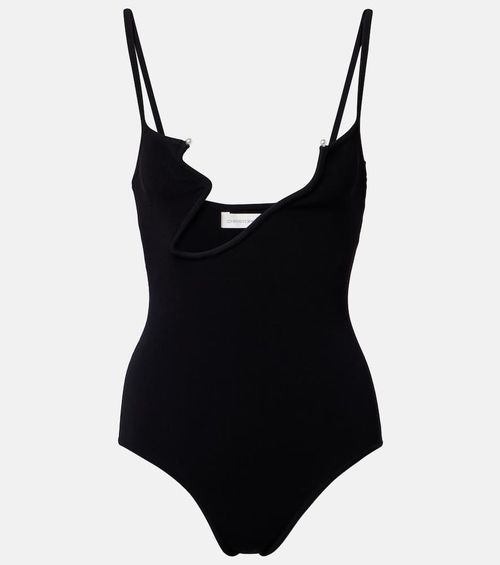 Odessa cutout embellished ribbed-knit bodysuit