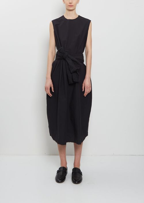 SCHA Sleeve Scarf Paper Cotton Sleeveless Dress Ã¢ÂÂ Black