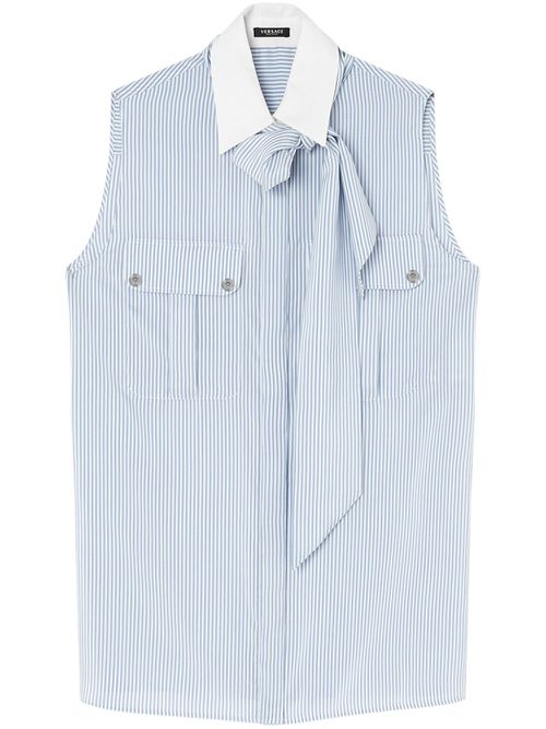 Striped cotton blouse - Blue
