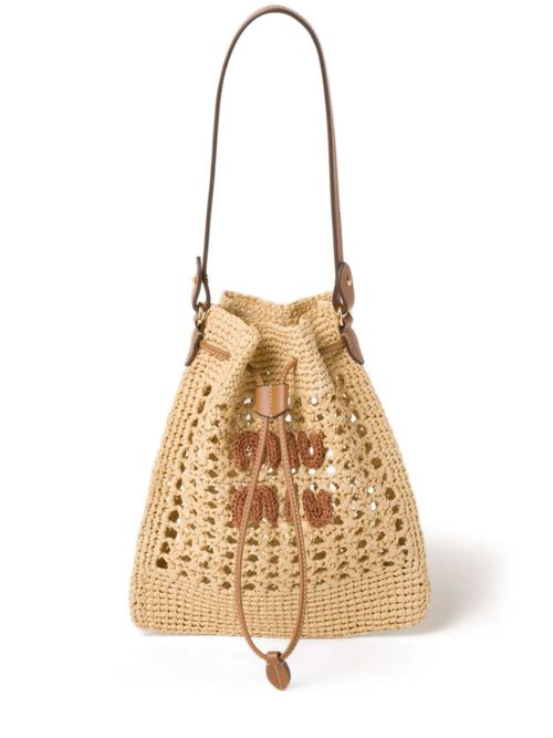 Beige Woven Raffia Mini Bag