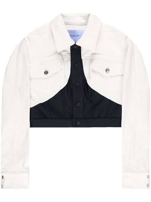 Corset-style denim jacket - White