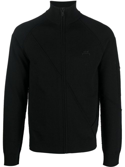 Logo-embroidered zipped jumper - Black