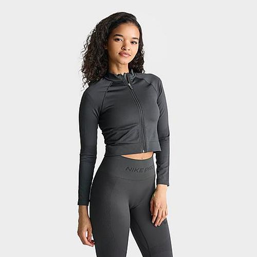 Women's Pro Seamless Cropped Full-Zip Training Top in Dark Smoke Grey
