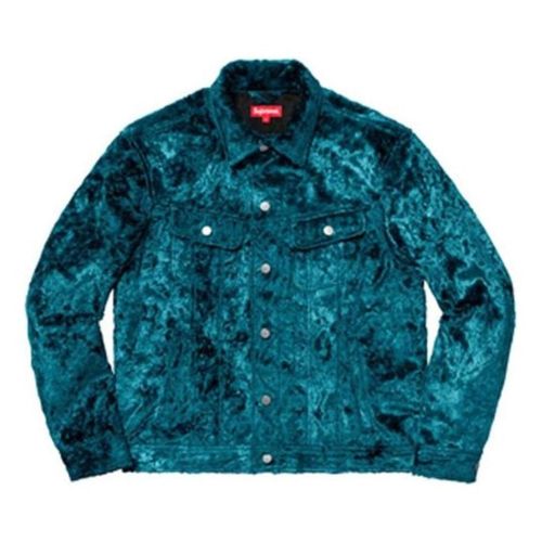 Fuzzy Pile Trucker Jacket 'Teal Black'