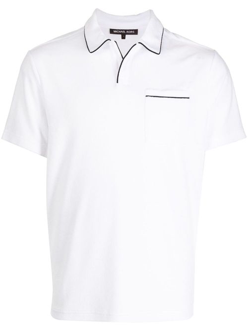 Terry-cloth contrasting-trim polo shirt - White