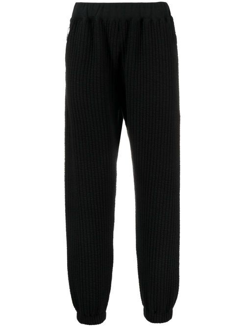 Ribbed track cotton-blend pants - Black