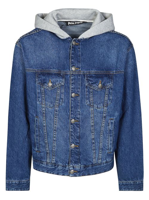 Curved Logo Denim Jacket for Men
