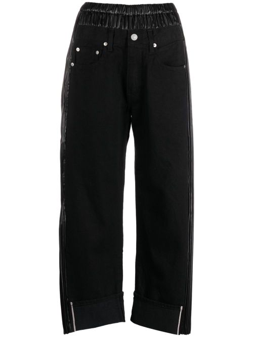Logo-patch panelled-design cropped jeans - Black