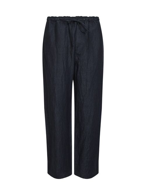 Cotton and Linen Twill Trousers — Navy