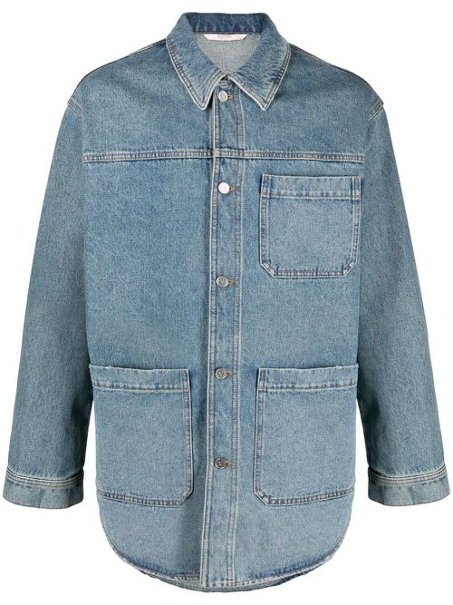 Logo-print denim-jacket - Blue