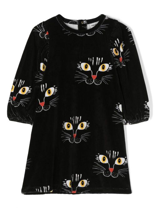 Angry Cat velour dress - Black