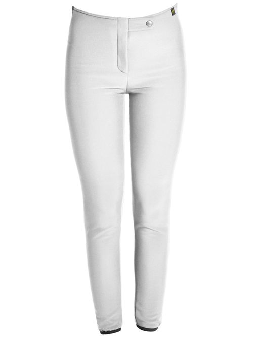 High-Waist White Leggings With Front Button Closure
