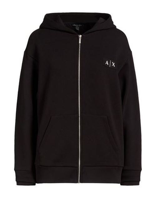 Woman Sweatshirt Black Size M Cotton, Elastane