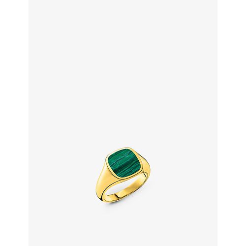 Womens Green Classic 18ct Yellow Gold-plated Sterling Silver and Malachite Signet Ring U