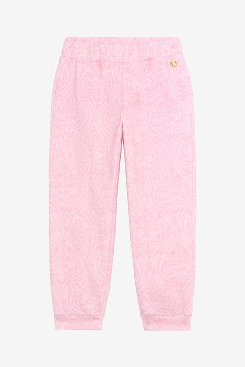 Baby Pink Track Pants With Floral Print