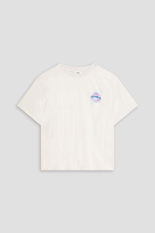 Floral-appliquéd cotton-jersey T-shirt - White - L